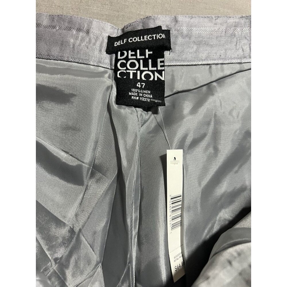 Delf Collection Shorts Mens 46 Gray Linen Drawstrings Pocketed Zip Button Men. - Picture 4 of 10